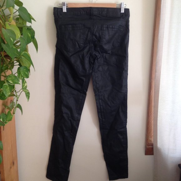 Zara Black Coated Moto Skinny Pants - Picture 4 of 4